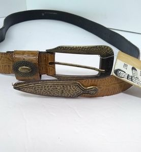 THE WRAP BELT Womens Belt Genuine Leather Brown Croc 45"L X.1"W